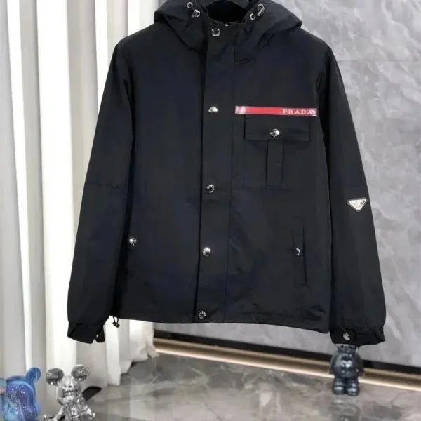 Prada Re-Nylon Hooded Jacket Black Outerwear - 1