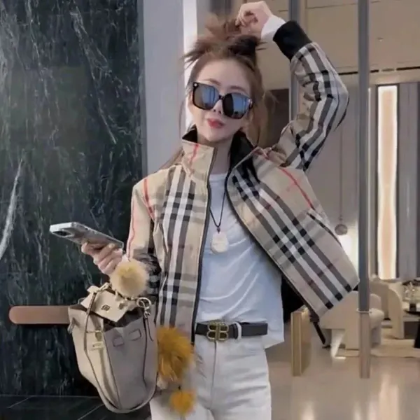 Burberry Check Print Lightweight Jacket Beige Multicolor Outerwear - 1