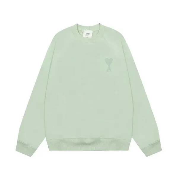Ami Paris Heart Logo Mint Green Crewneck Sweater - 1