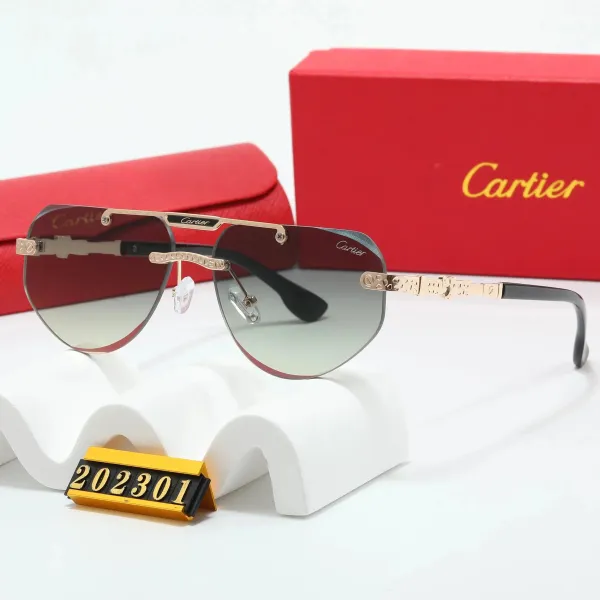 Cartier Santos de Cartier Aviator Sunglasses Gold-Tone Gradient Lens Sunglasses - 1