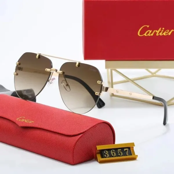 Cartier Santos de Cartier Aviator Gradient Brown Sunglasses - 1
