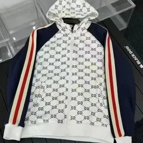 Gucci GG Marmont Hoodie White Navy Red Stripe Hoodie - 1