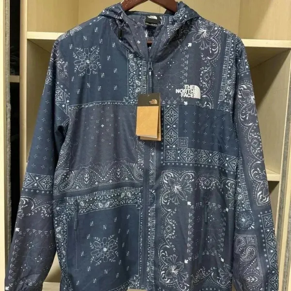 The North Face Bandana Print Windbreaker Navy Blue Outerwear - 1