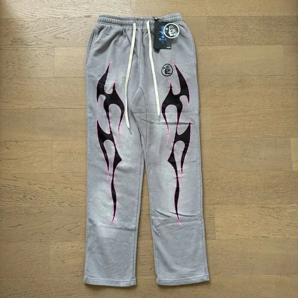Design Tribal Flame Sweatpants Gray - 1