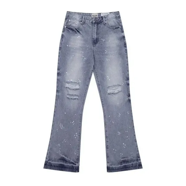 Gallery Originals Distressed Paint-Splatter Flare Jeans - 1