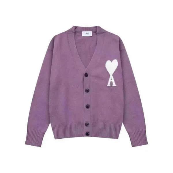 Ami Paris Heart-A Cardigan Purple Sweater - 1