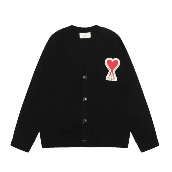 Ami Paris Heart Logo Black Cardigan - 1