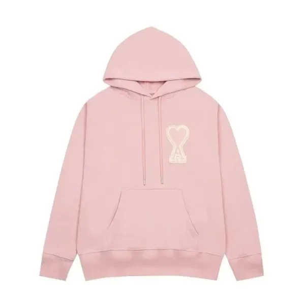 Ami Paris Heart Logo Hoodie Pink - 1
