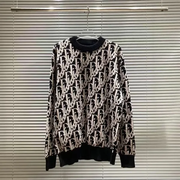 Dior Oblique Monogram Knit Sweater Black and Beige - 1