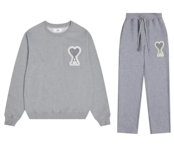 Ami Paris Heart Logo Black Sweatshirt and Sweatpants Set - 5
