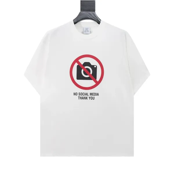 No Social Media Thank You Graphic Print White T-Shirt - 1