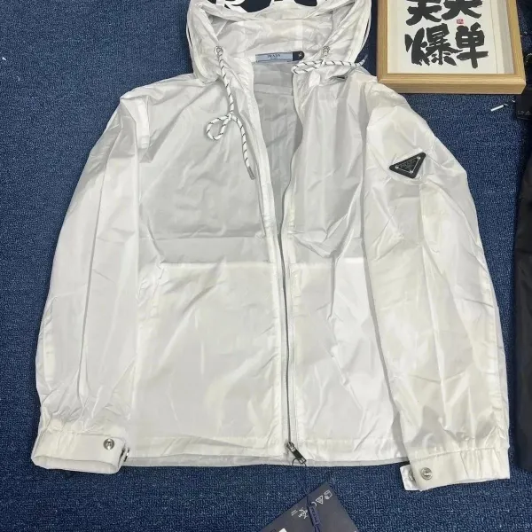 Prada Re-Nylon Windbreaker White Outerwear - 1