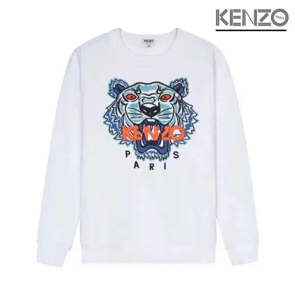 Kenzo Tiger Embroidered White Hoodie - 1