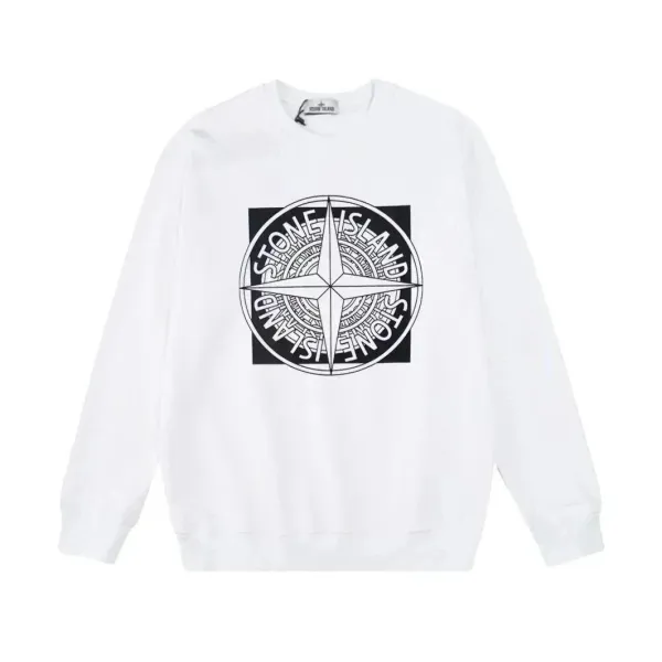Stone Island Compass Logo White Hoodie - 1
