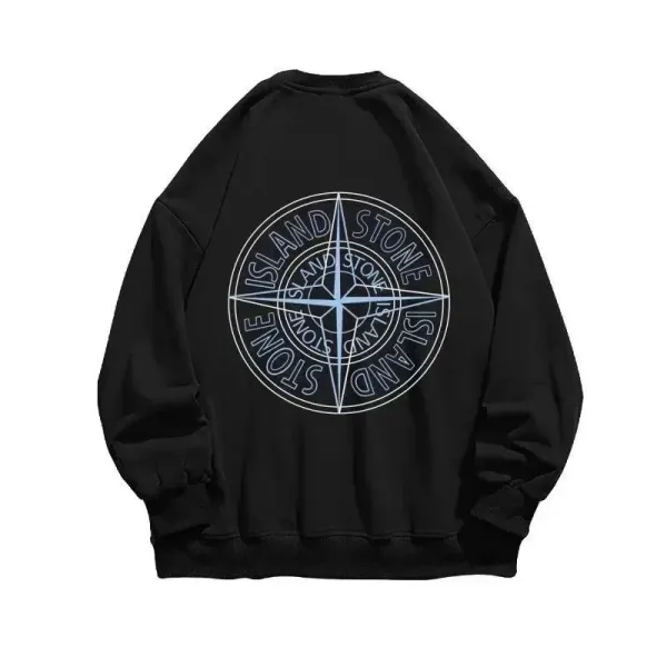 Stone Island Compass Logo Black Hoodie - 1