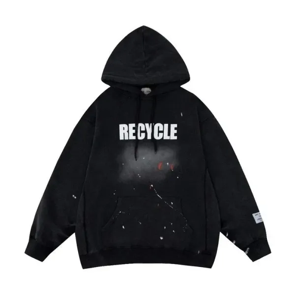 Recycle Studio Hoodie Black Splatter Print Hoodie - 1