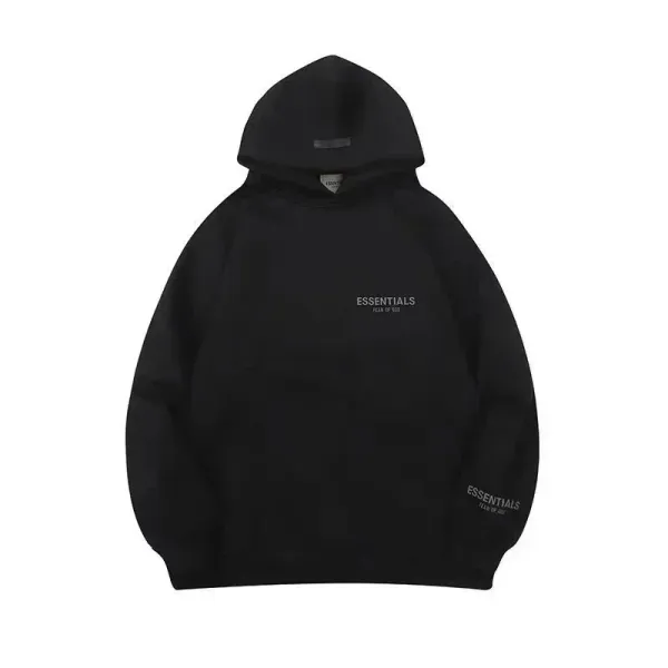 Fear of God Essentials Black Logo Hoodie - 1