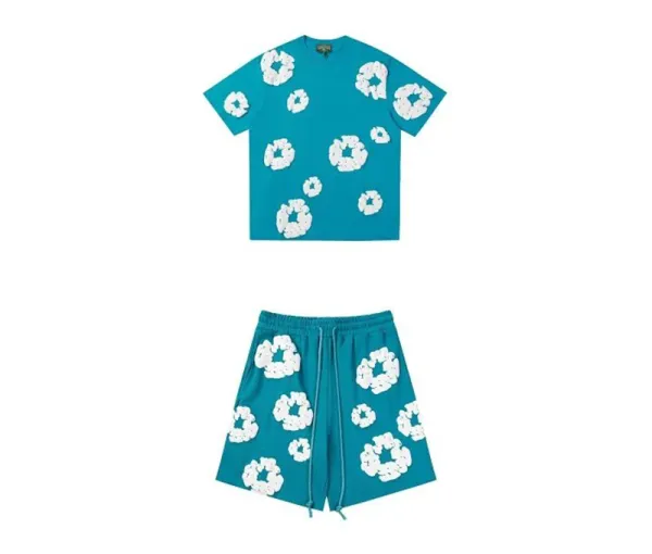 Off-White Floral Appliqué Teal Set - 1