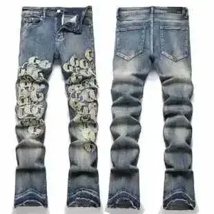 Custom Distressed Money-Print Denim Jeans - 1