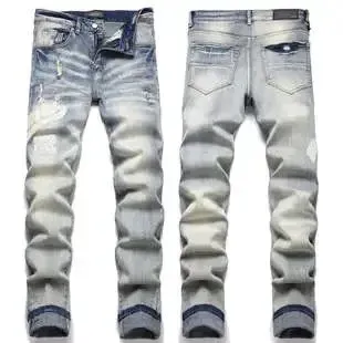 Distressed Slim-Fit Bleached Jeans - 1