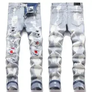 Distressed Bleach-Wash Ripped Jeans - 1