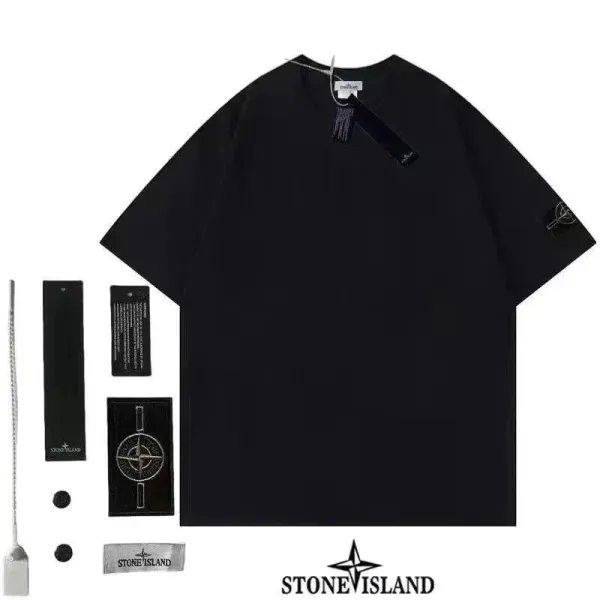 Stone Island Black Compass Logo T-Shirt - 1