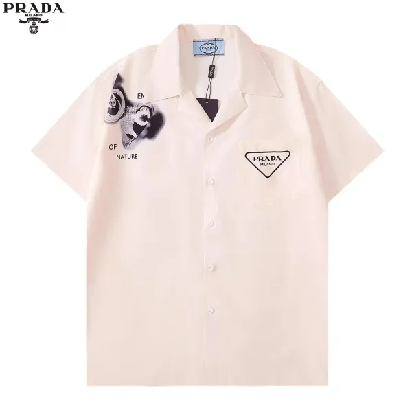 Prada Printed Short-Sleeve Shirt Beige - 1