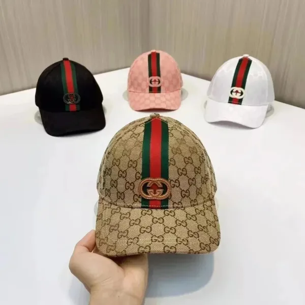 Gucci GG Marmont Baseball Cap Beige Monogram with Red-Green Web - 1