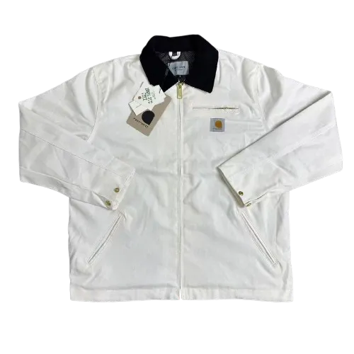 Carhartt WIP Active Jacket White with Navy Collar - 1