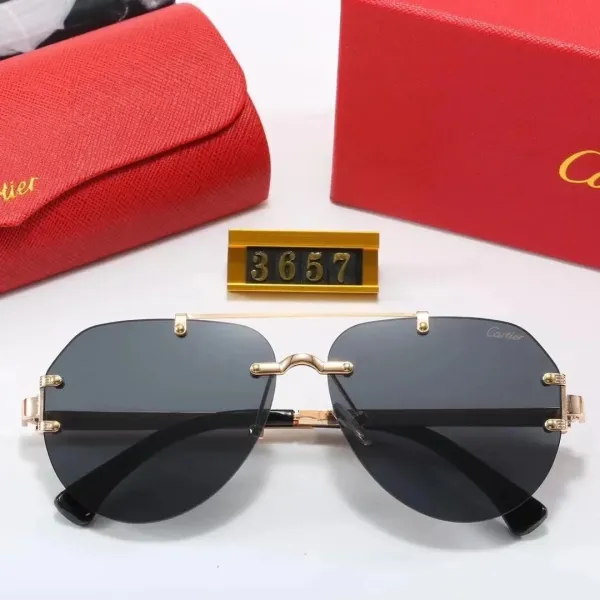Cartier Panthère De Cartier Sunglasses Silver Frame with Panther Motif Lenses - 4
