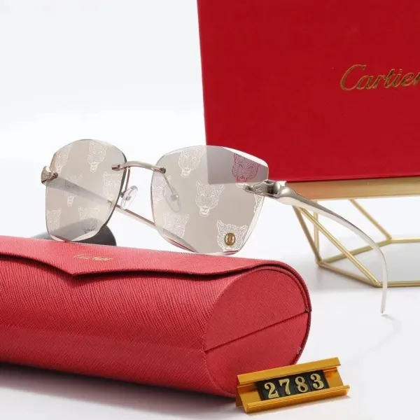 Cartier Panthère De Cartier Sunglasses Silver Frame with Panther Motif Lenses - 1