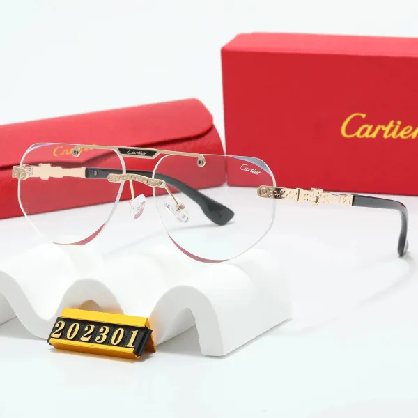 Cartier Rimless Optical Glasses Gold Frame Transparent Lenses - 1