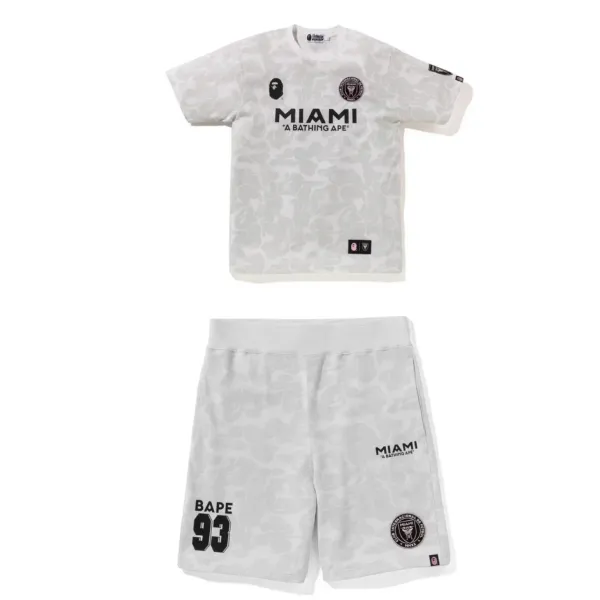 A Bathing Ape x Inter Miami CF Camo Jersey and Shorts Set White - 1