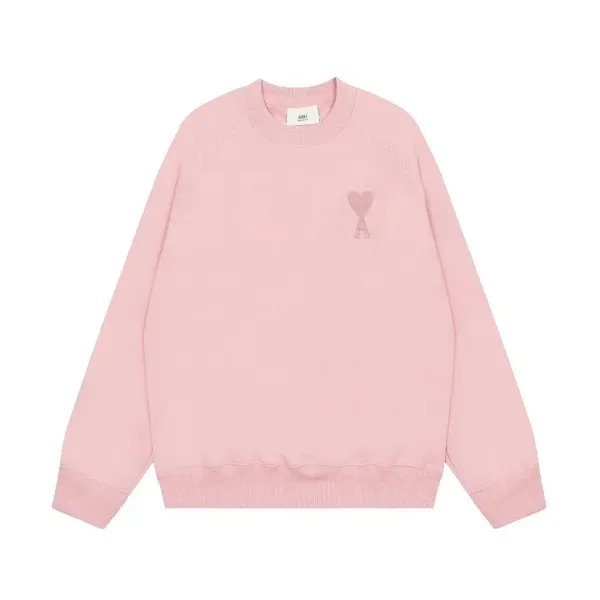 Ami Paris Heart Logo Sweatshirt Pink - 1