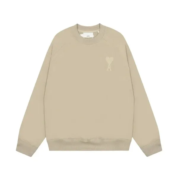 Ami Paris Heart Logo Beige Sweatshirt - 1