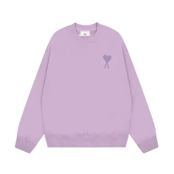 Ami Paris Heart Logo Sweatshirt Lavender Sweater - 1