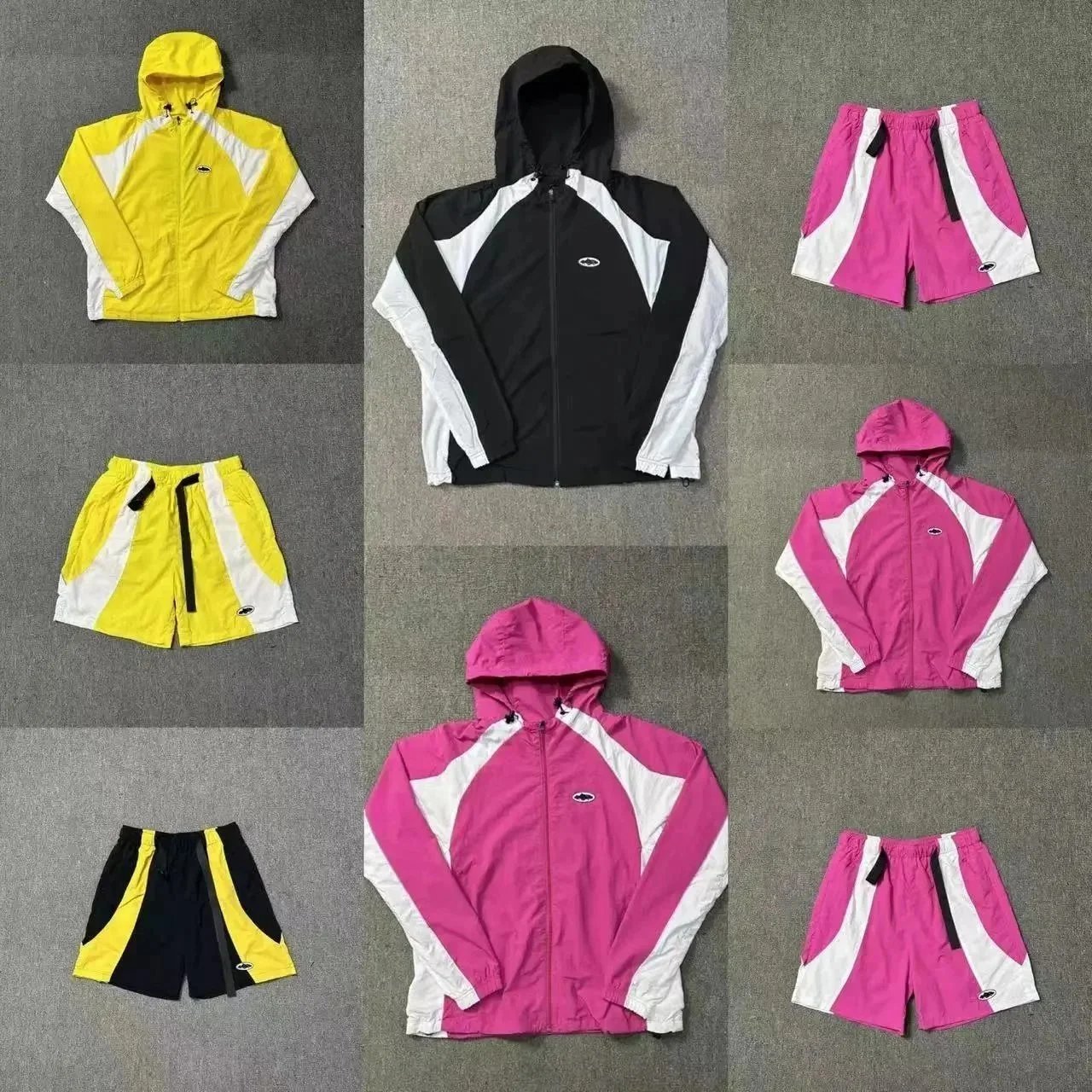 Champion Hooded Windbreaker Jacket/Shorts Set [15 styles]