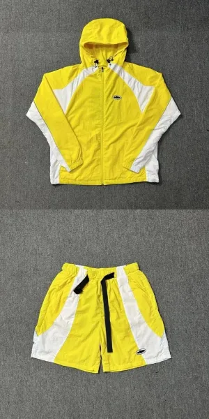 Off-White Windbreaker and Shorts Set Yellow/White - 1