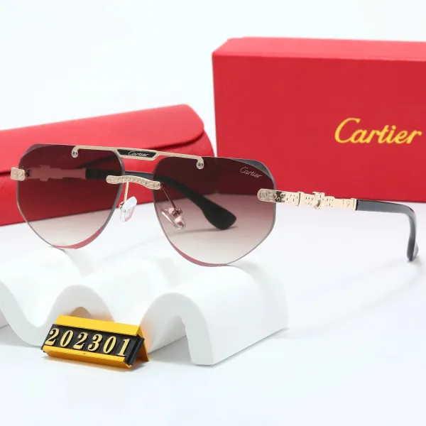 Cartier Santos de Cartier Aviator Sunglasses Gradient Brown Gold-Trimmed Sunglasses - 1