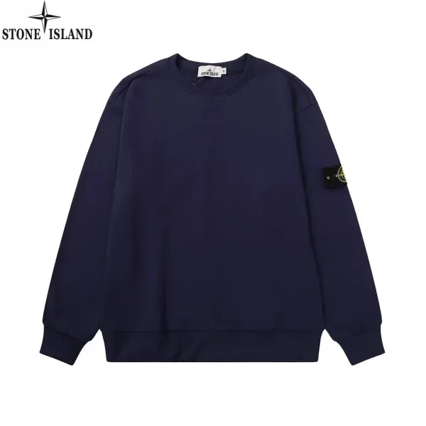 Stone Island Logo Patch Navy Sweatshirt - 1