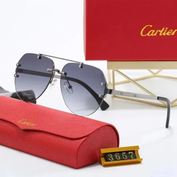 Cartier Santos de Cartier Aviator Gradient Gray Sunglasses - 1