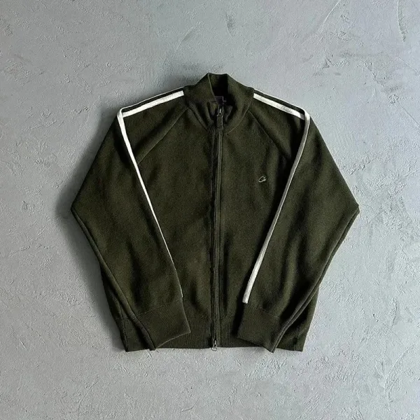 Lacoste Track Jacket Army Green with White Stripes Outerwear - 1