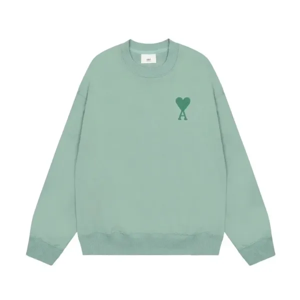 Ami Paris Heart Logo Sweatshirt Mint Green Sweater - 1