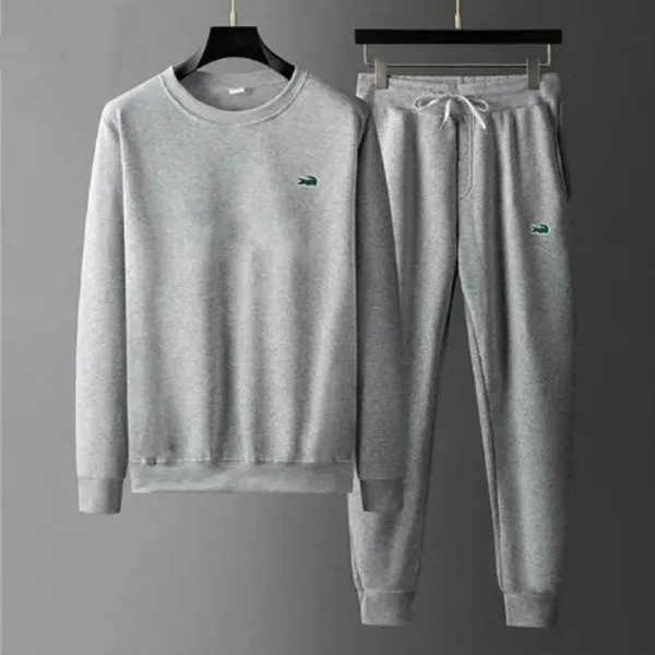 Lacoste Classic Crewneck Sweatshirt and Jogger Set Gray - 1