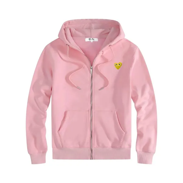 Play Comme des Garçons Heart Logo Pink Zip-Up Hoodie - 1