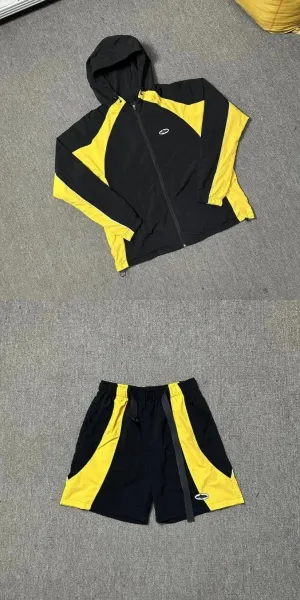 Off-White Windbreaker and Shorts Set Yellow/White - 3
