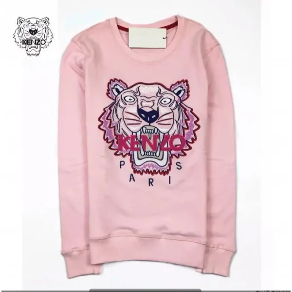 Kenzo Tiger Embroidered Pink Hoodie - 1