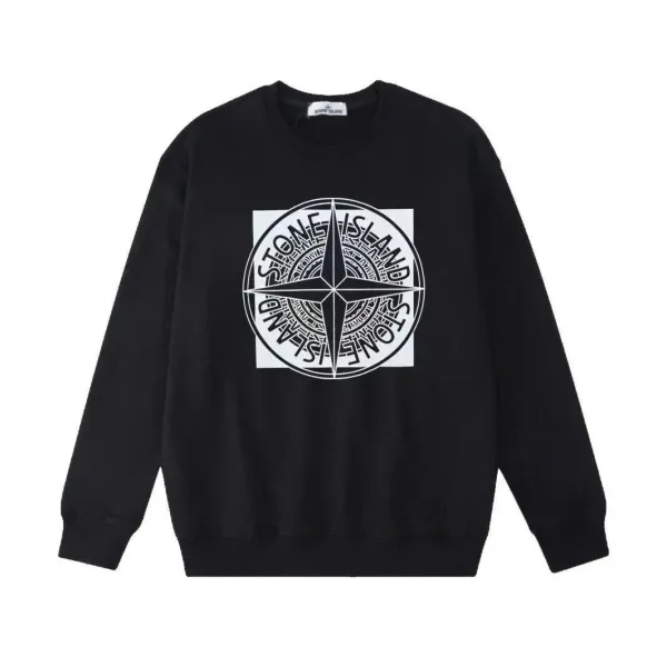 Stone Island Compass Logo Black Hoodie - 1