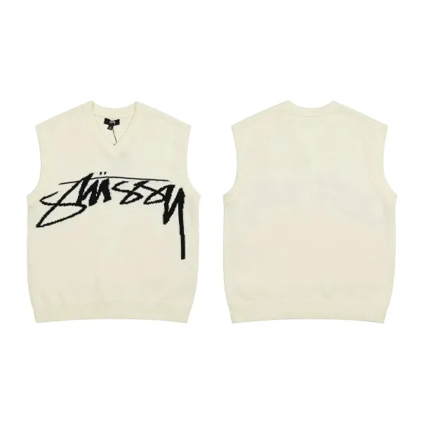 Stüssy Oversized Logo Knit Sweater Red - 11
