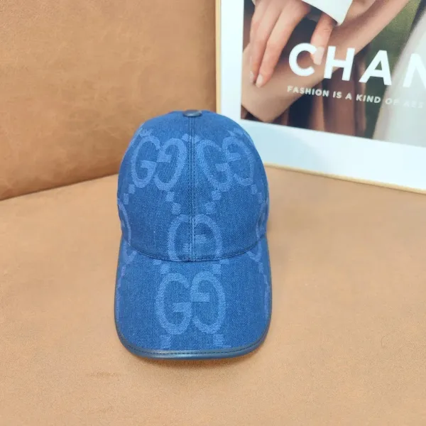 Gucci GG Monogram Denim Baseball Cap Blue - 1